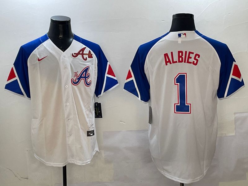 Men Atlanta Braves #1 Albies White City Edition 2025 Nike MLB Jersey style 2->atlanta braves->MLB Jersey